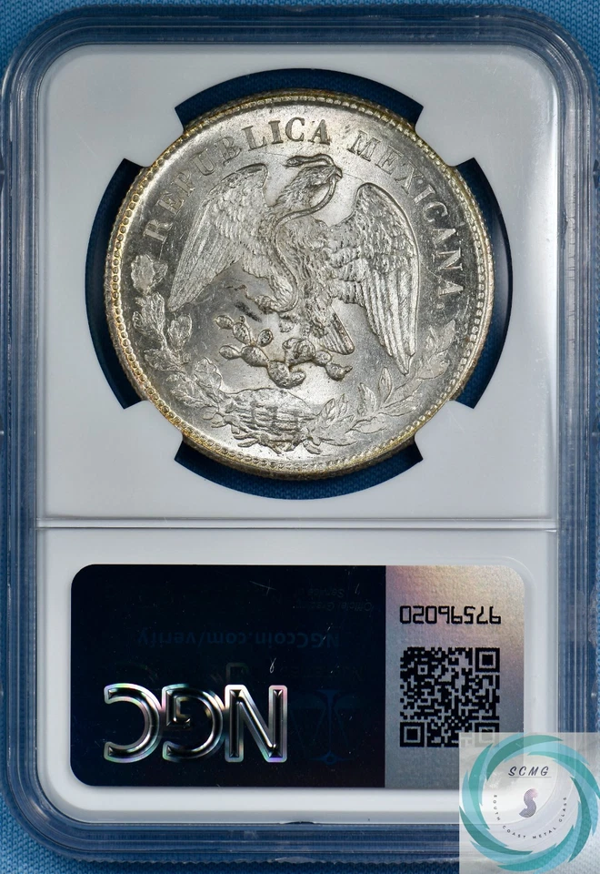 1901 ZS FZ México Plata Un Peso NGC MS63 KM #409.3 - ¡¡Champagne Luster!!! Foto 2 de 4