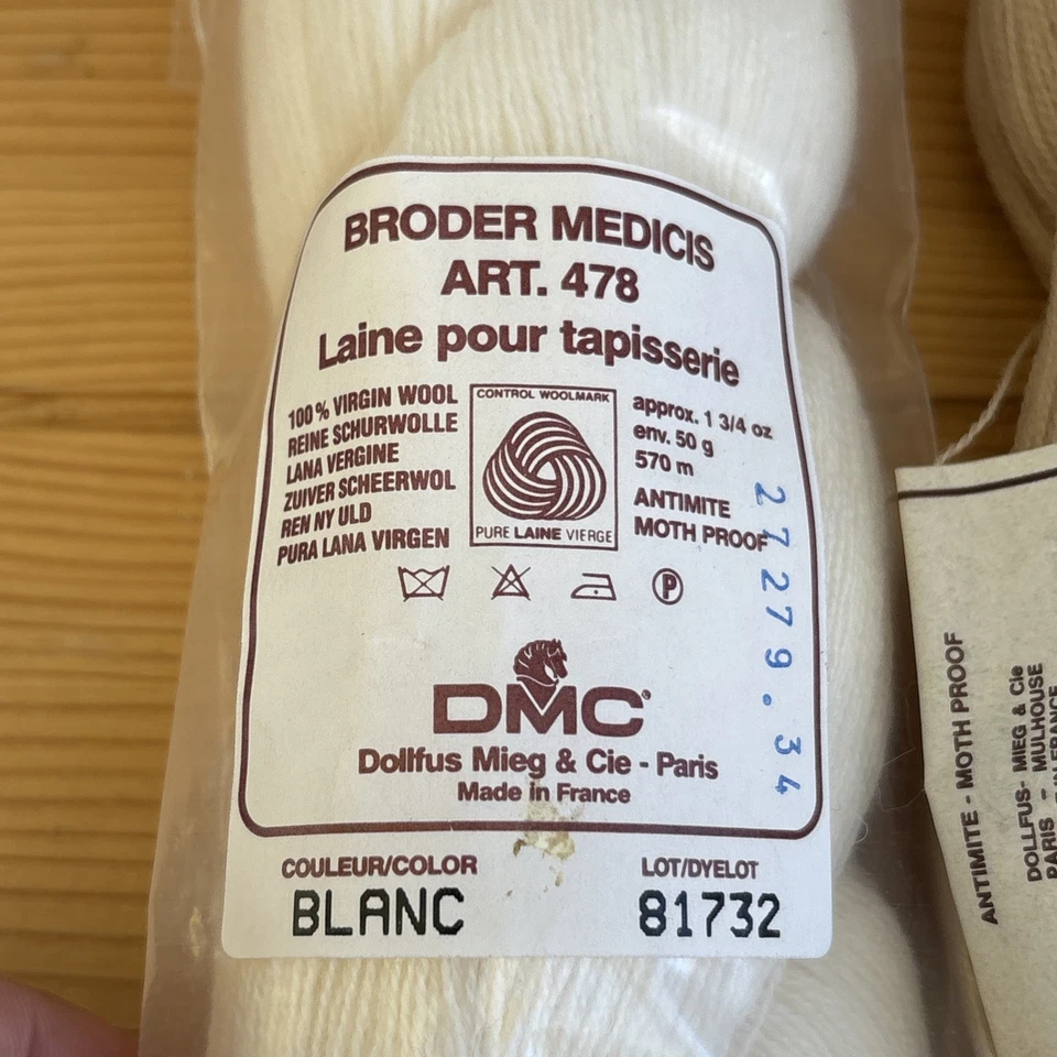 3 HKS DMC BRODER MEDICIS VIRGIN WOOL THREADS: White, 8842 Tan, 8611 Brown - Image 2 of 4