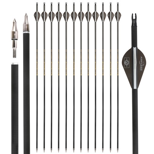 6/12pcs Pure Carbon Arrows 30" Compound Recurve Bow Archery Hunting SP350-600 - Picture 26 of 26