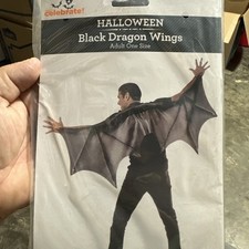 Way to Celebrate Dragon Cape Wings Halloween Costume Adult One Size Black Gray