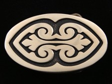 RD17150 VINTAGE 1970s  BAROQUE ORNAMENTAL  ARTWORK SOLID BRASS BTS BELT BUCKLE