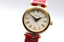[Near MINT] GUCCI 2000L Gold Roman Dial 21mm Quartz Working Red Strap