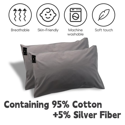 Grounding Pillowcase 2 Pack Contains Silver Fibers Cotton Grounding Pillowcas... - Picture 3 of 6