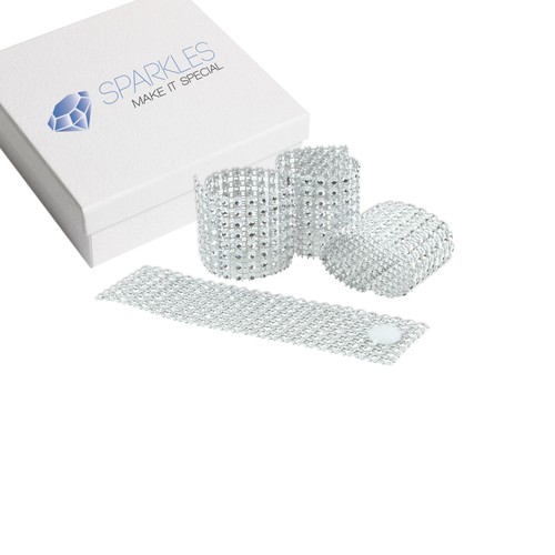 200 Rhinestone Bow Covers - 8 Row - silver wedding chair sash napkin rings - Picture 2 of 5