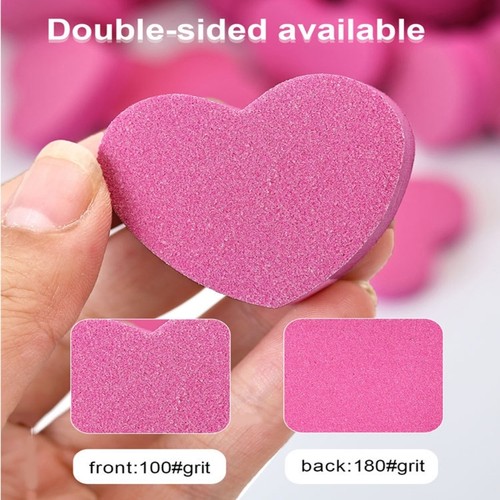 Pack of 50 Mini Heart Shapeds Nail Files Gentle Sponges Buffers for Sensitive - Picture 2 of 8