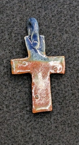 Colorful Glazed Handmade Ceramic Cross Pendant - Picture 2 of 8