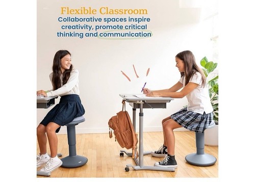 ECR4Kids Sitwell Adjustable  Wobble Stool With Cushion (Grey) - Picture 6 of 15