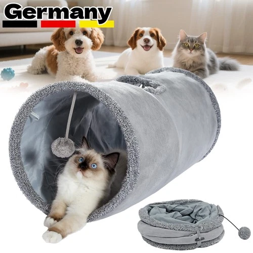 Foldable 2-Way Cat Tunnel with Ball