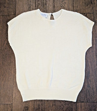 Vintage Leslie Fay Batwing Slouchy Knit Sweater USA Made Size 14 Ivory