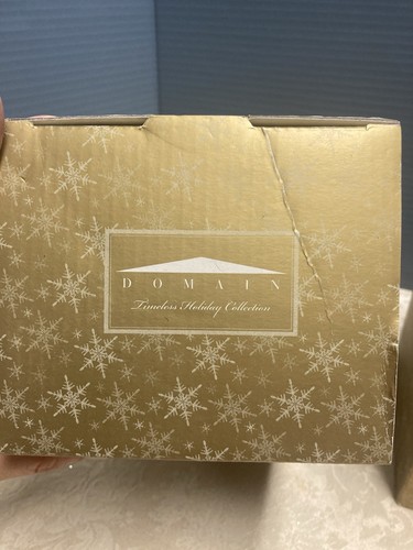 Set Of 2 Domain Timeless Holiday Lg Glass Ornament Gold & Cream Flower IOB - Picture 20 of 20