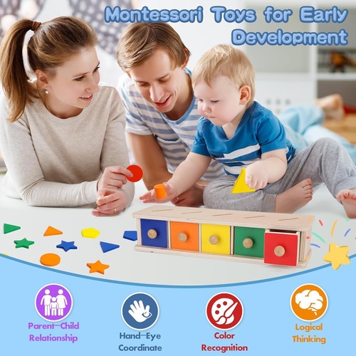 Montessori Toys Wooden Color & Shape Sorter for Toddlers 1-3, Matching... - Picture 6 of 6