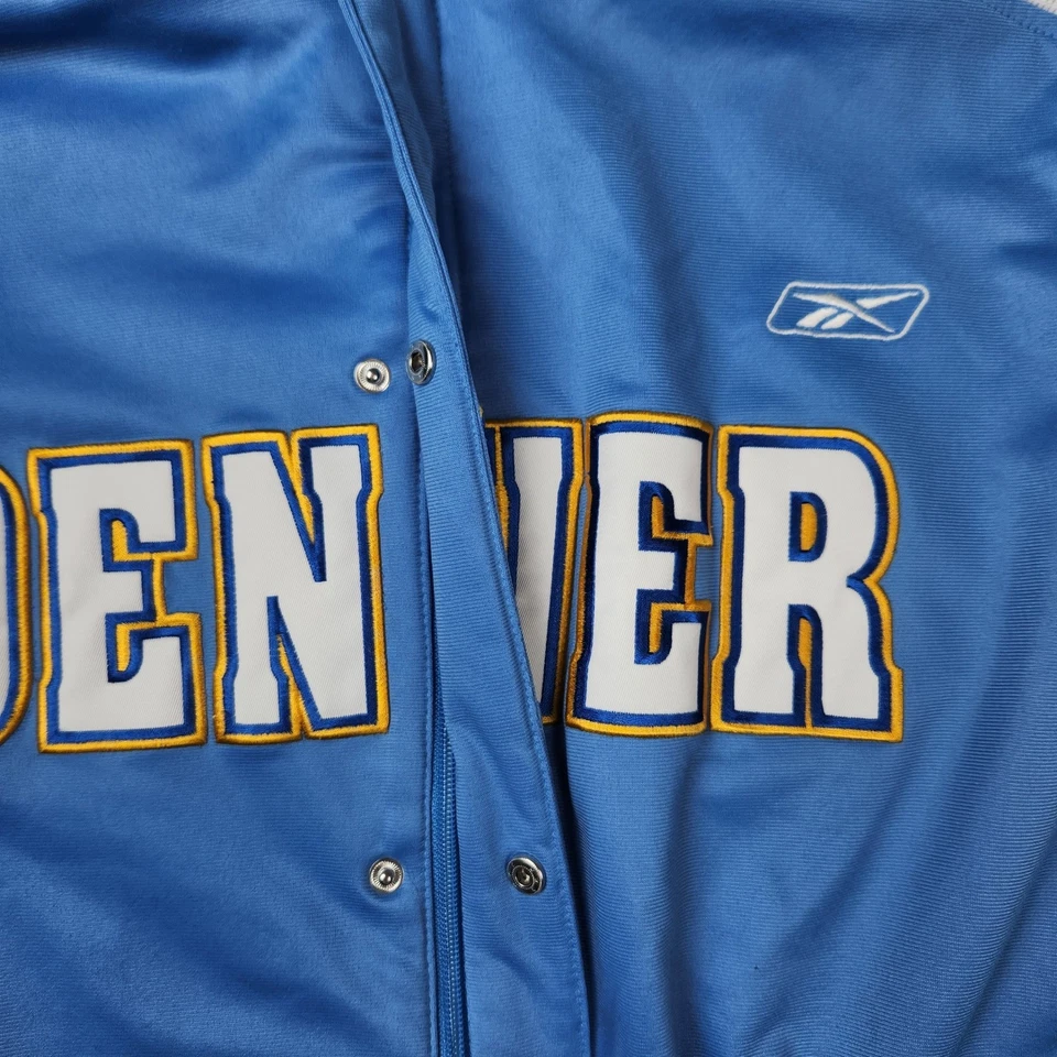 Denver Nuggets NBA Reebok Team Apparel Track Jacket Mens Large Blue White Zip Up - Image 3 of 4
