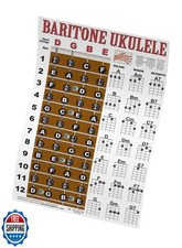 Baritone Ukulele Fretboard Notes and Easy Beginner Chord Chart Instructional