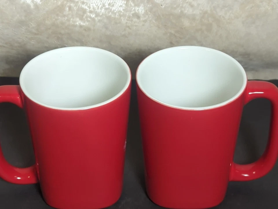 Juego de 2 tazas rojas Rachel Ray redondas y cuadradas 14 oz taza de té de café rojo y blanco  Foto 4 de 4