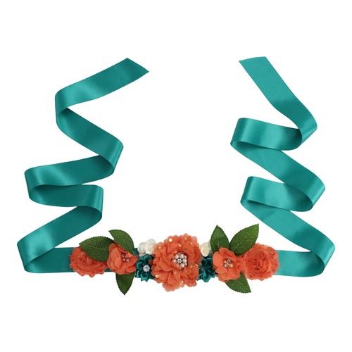 1Pcs Womens Maternity Floral Boho Faux Pearls Flower Belt with Two Corsage Pins - Picture 24 of 36