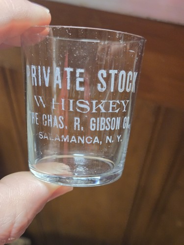 Salamanca NY rare Antique Private Stock Whiskey PRE PRO ADVERTISING SHOT GLASS