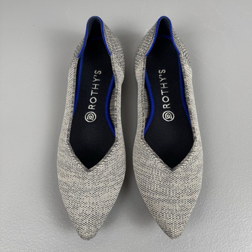 Rothys Schuhe The Point Slipper Strick Ballerinas spitz zulaufend Damen 9,5 grau - Bild 1 von 10