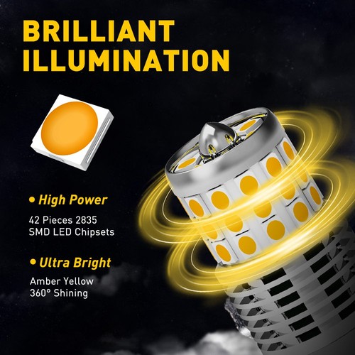 AUXITO 7441 7443 7440 LED Amber Yellow Signal Turn Parking DRL Light Bulb 1/2set - Picture 4 of 20