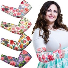 4 Pairs Plus Size Farmers Gardening Arm Sleeves with Thumb Hole UV Sun Protec...