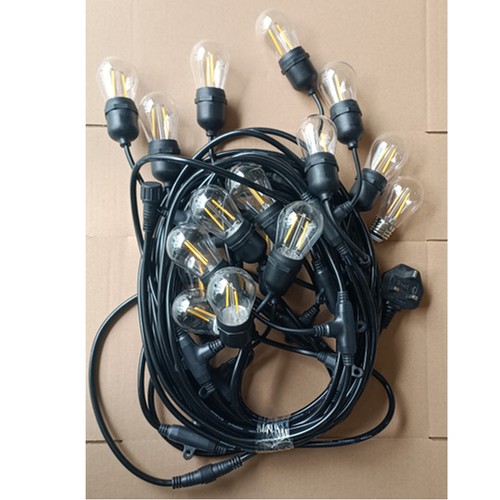 50FT Festoon Outdoor String Light Mains Powered 15 E27 LED Bulbs Garden Lighting - Picture 8 of 20