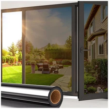 Coavas One Way Privacy Window Film,Reflective Home 17.5 x 78.7 Inch, Black 