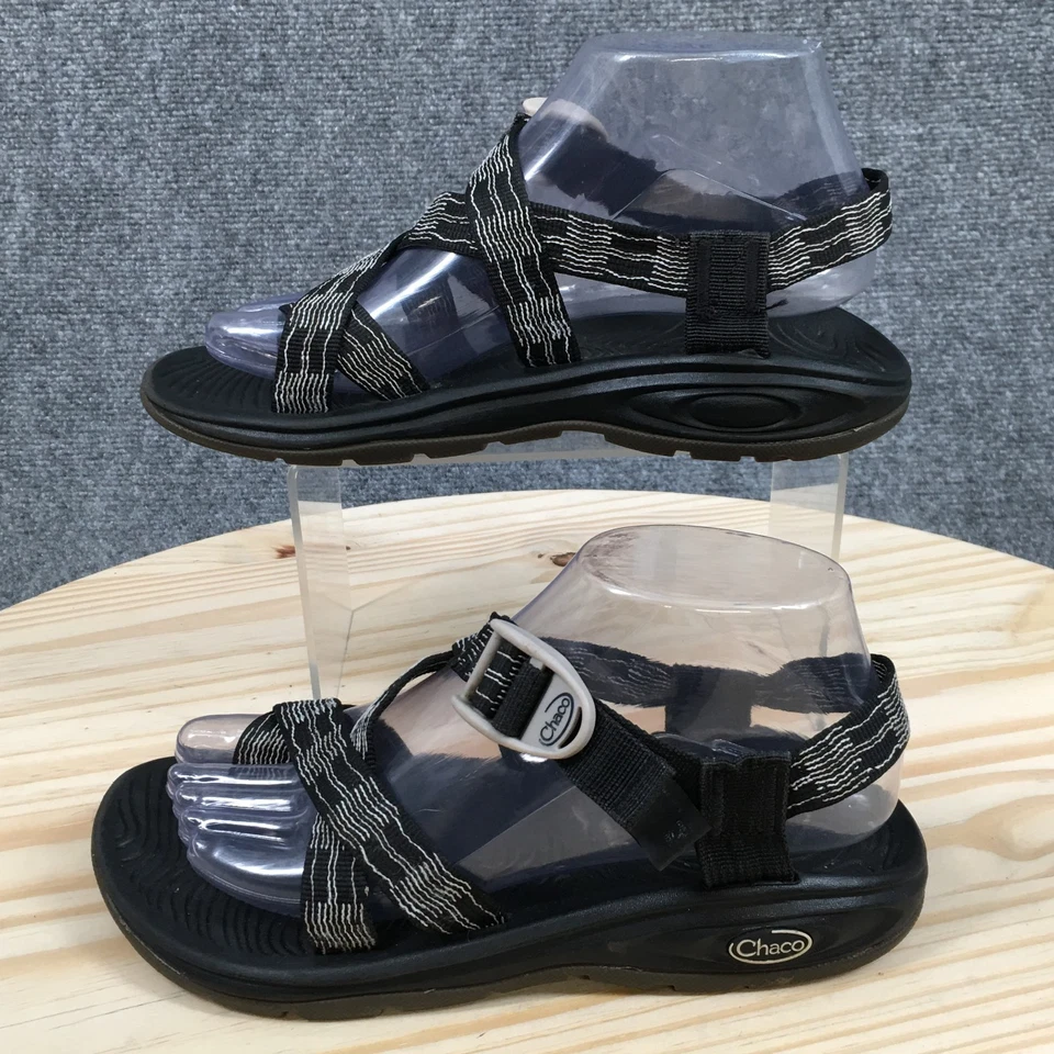 Sandalias Chaco Mujer 7 Z/2 Deportivas Ajustables Tirantes Cordones Negro Gris Tela Foto 2 de 4