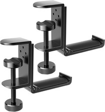 2 Pack Foldable Headphone Stand Hanger Holder, Aluminum Under Desk Black-2PC