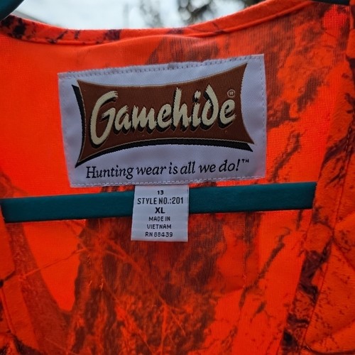 Gamehide Hunting Vest Blaze Orange Camo XL Mens Zip Hush Hide Style 201 - Picture 2 of 13