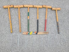 Vintage Wooden Striped Croquet Set