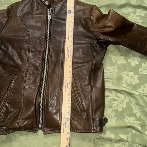 Schott N.Y.C. vintage Chaqueta Café Racer de Cuero Forrada de Vellón Marrón Años 70 Hecha en EE. UU. - Imagen 18 de 24