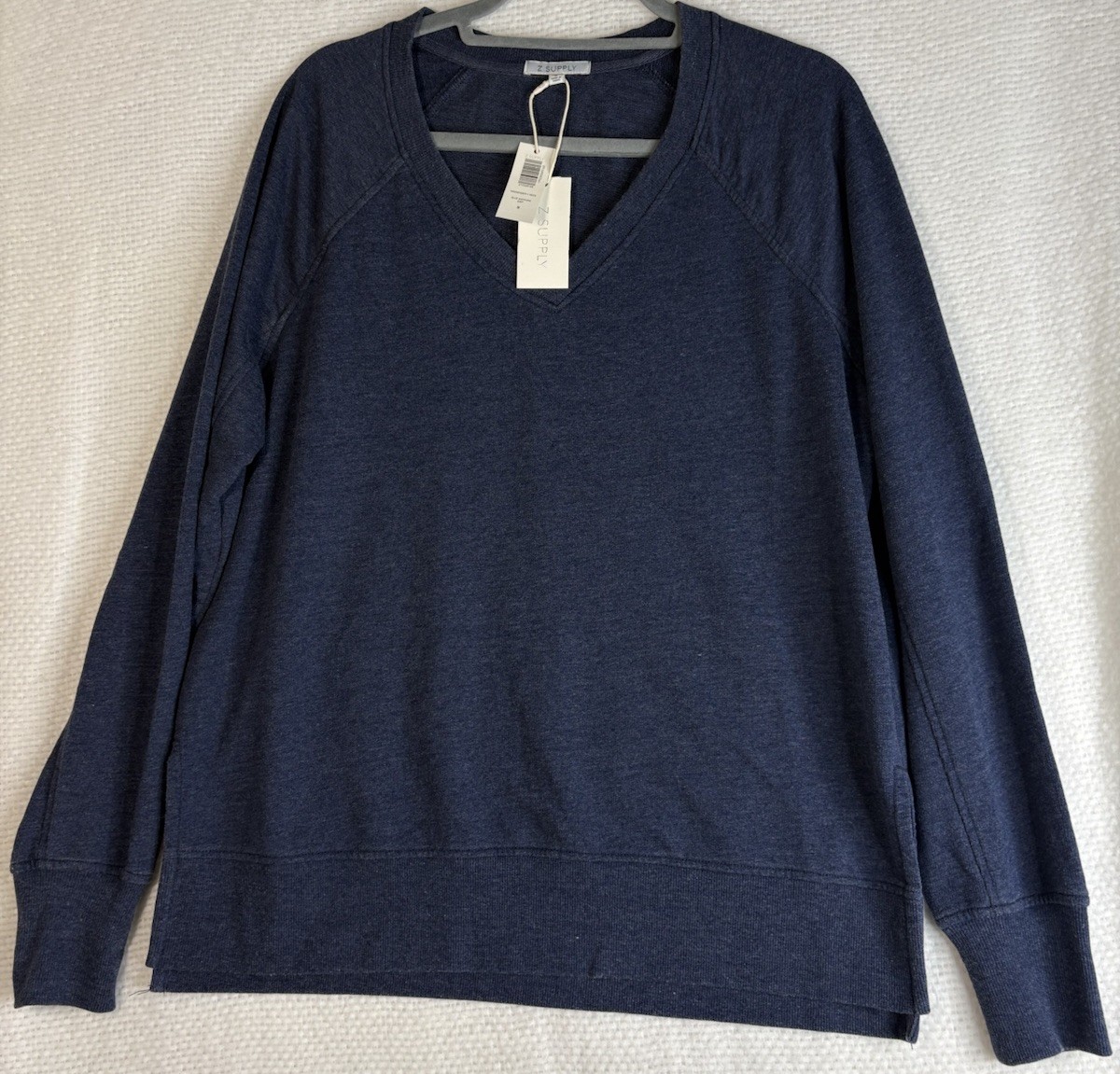 Z Supply Modern V-Neck Weekender Women Sweatshirt Blue Sapphire  SIZE S