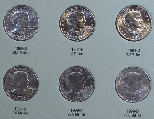 1971-1999 Eisenhower & Susan B Anthony Dollars Circ & UNC nueva carpeta Harris ED10 - Imagen 6 de 7