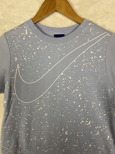 Camisa de sudor Nike de manga corta para niña talla grande azul claro grande Swoosh vintage - Imagen 3 de 12