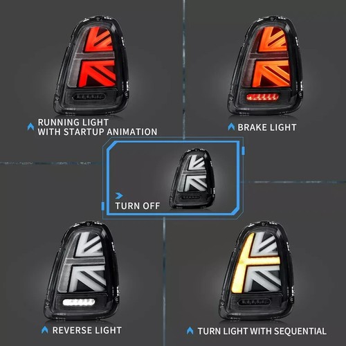 CLEAR LED Tail Lights For 2007-2013 BMW Mini R56 R57 R58 R59 Cooper S Union Jack - Picture 3 of 16