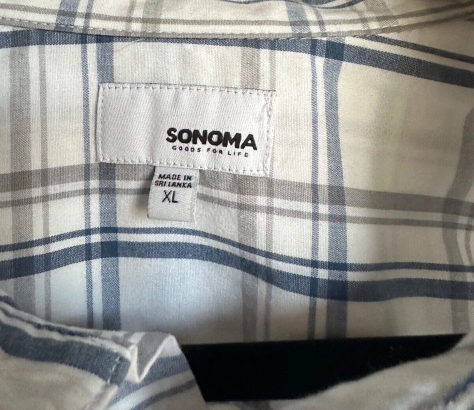 Camisa de vestir a cuadros gris azul blanco Sonoma para hombre talla XL Foto 3 de 4