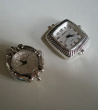 WOMEN'S SET OF 2 SILVER FINISH DIAL WATCH FACES FOR BEADING,RIBBON OR OTHER USE