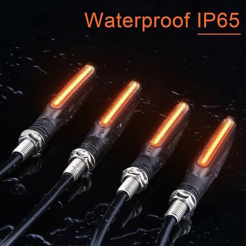 4x Sequential Flowing LED Motorcycle Turn Signal Indicator Lights DRL Brake Lamp - Picture 4 of 9