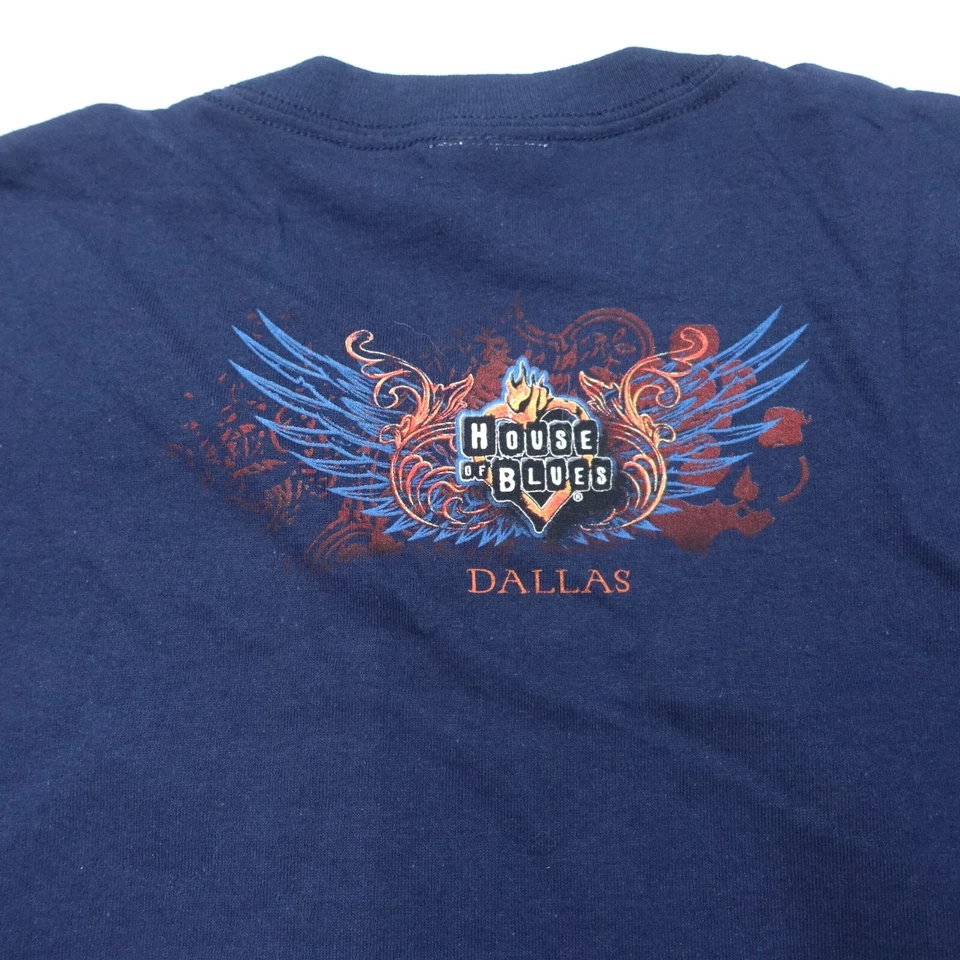 Camiseta De Colección House Of Blues Para Hombre 2XL Azul Marino Gráfico Guitarra Alas Houston Foto 3 de 4