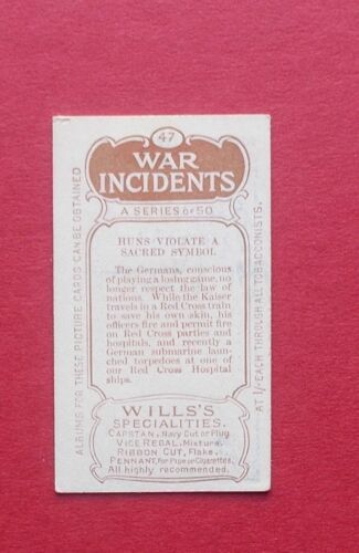 CIGARETTE CARDS BY WILL'S AUSTRALIA -WAR INCIDENTS A SERIES CARD 47 - Picture 2 of 2