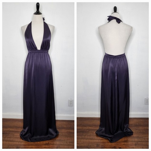 JILL STUART COLLECTION Backless Halter Maxi Cocktail Gown Dress Dark Blue Size 2 - Picture 1 of 9