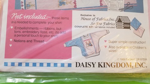 New Boni's Bunnies & Bears 1988 Daisy Kingdom Women's Oversize Shirt Kit # 5102 - Picture 4 of 8