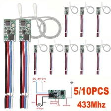 5/10xRF 433Mhz Relay Receiver Wireless Remote Control Light Switch Micro Module