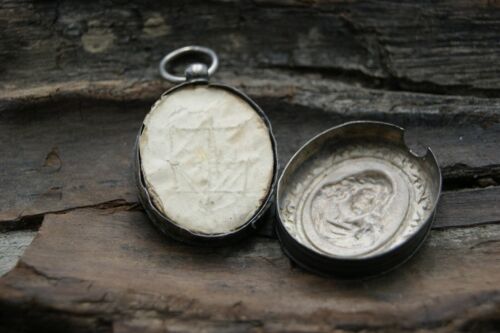 † BVM EX VELO JUNGFRAU MARIA RELIQUIE STERLINGSILBER THECA ETUI RELIQUIAR FRANKREICH † - Bild 5 von 14