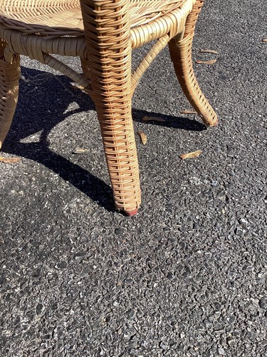 Vtg Woven Rattan Wicker Plant Stand Planter Mcm Boho Rustic Danish Modern Kitsch - Picture 6 of 10