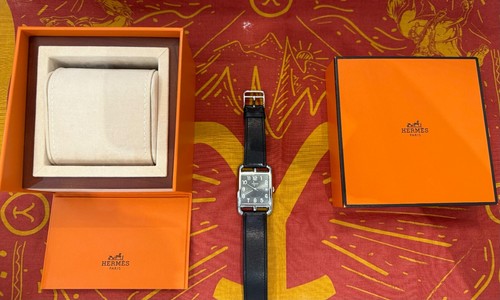 HERMES CAPE COD DOUBLE TOUR 33MM ANTHRACITE/BLACK - W/ BOX + PAPERS - Picture 3 of 8