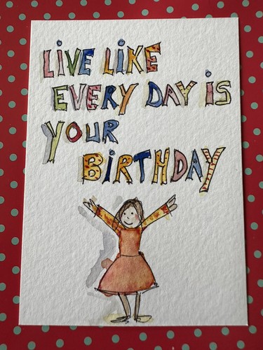 Original, kein Druck, ACEO Aquarell Miniatur. Illustration. Edelstein B Kunst - Bild 4 von 4