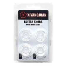 4Pcs Guitar Knobs Bass Knobs Push-in Volume Amplifier Audio Control Knobs Clear
