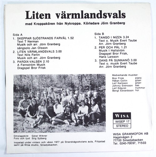 KROPPAKOREN 45rpm LITEN VARMLANDSVALS 1977 VINYL RECORD WISA SWEDEN WISEP 17 - Picture 2 of 4