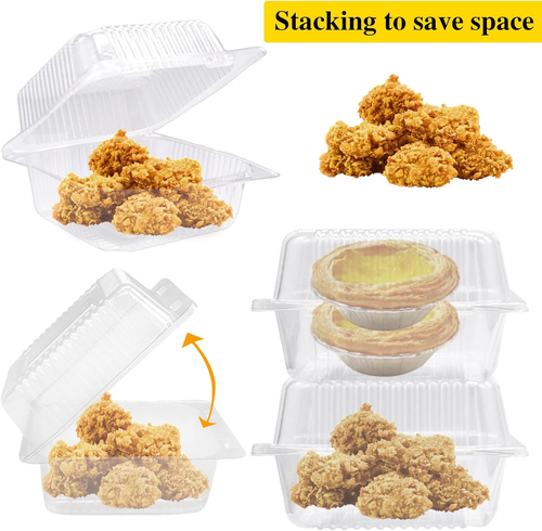 100 Pcs Clear Hinged Plastic Containers with Lids,Individual Cake Slice Containe - Picture 4 of 12