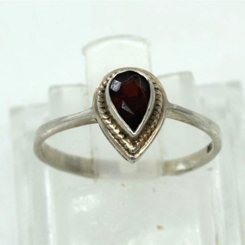 925 STERLING Südwestseil Detail facettiert rot Edelstein Ring Schild TR Größe 5 3/4 - Bild 4 von 9